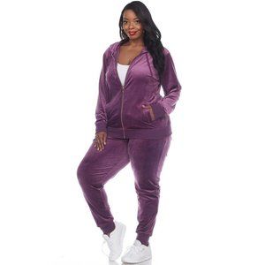 Plus Size Purple Velour Tracksuit Set Multisize WM 2121